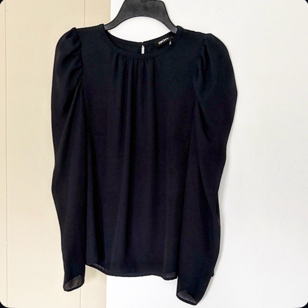 DKNY Classic Navy Long Sleeve Blouse